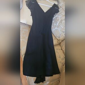 NWOT Jones New York Dress Womens Black Midi Dress Sheer Lace Cap Sleeves/trim